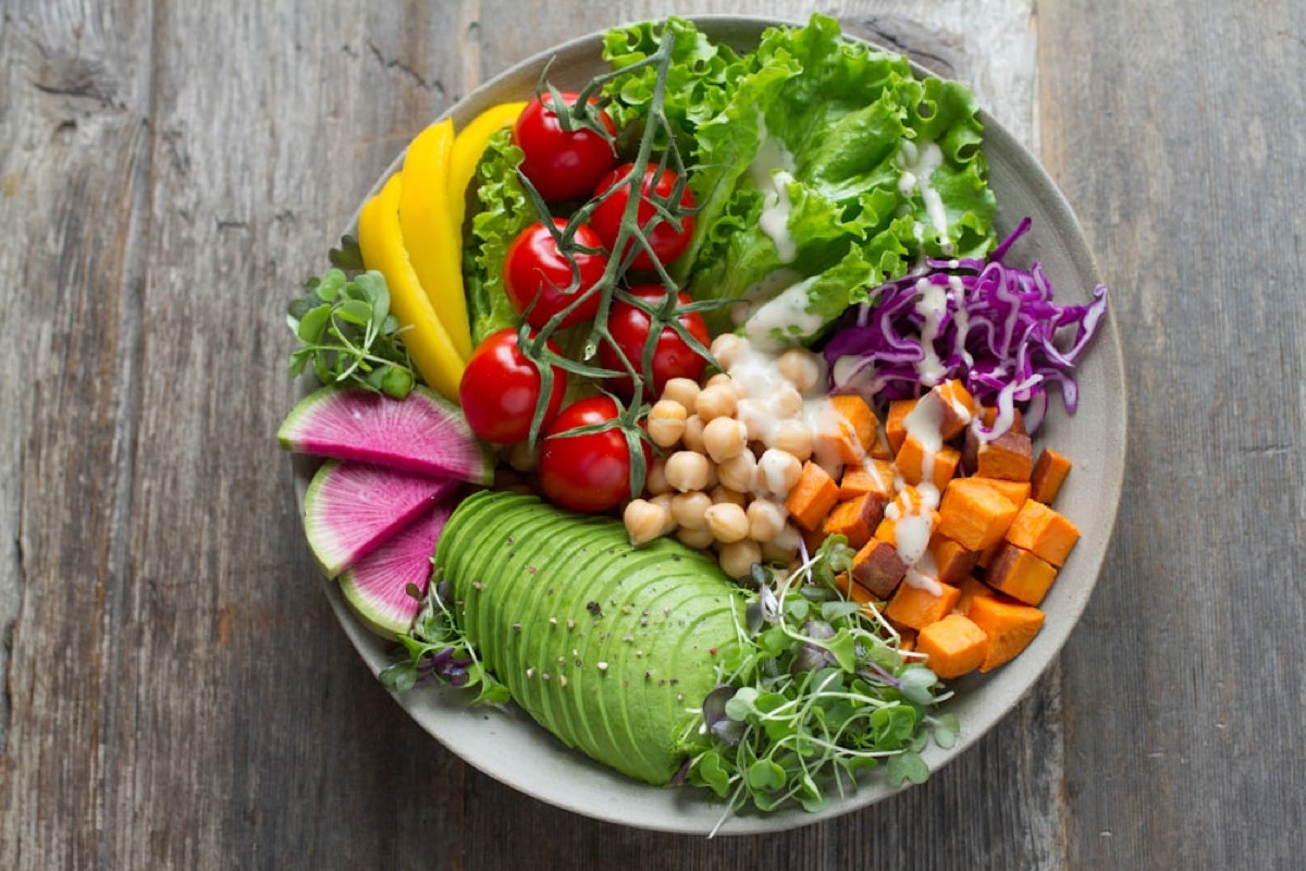A bowl of freshly chopped vegetables