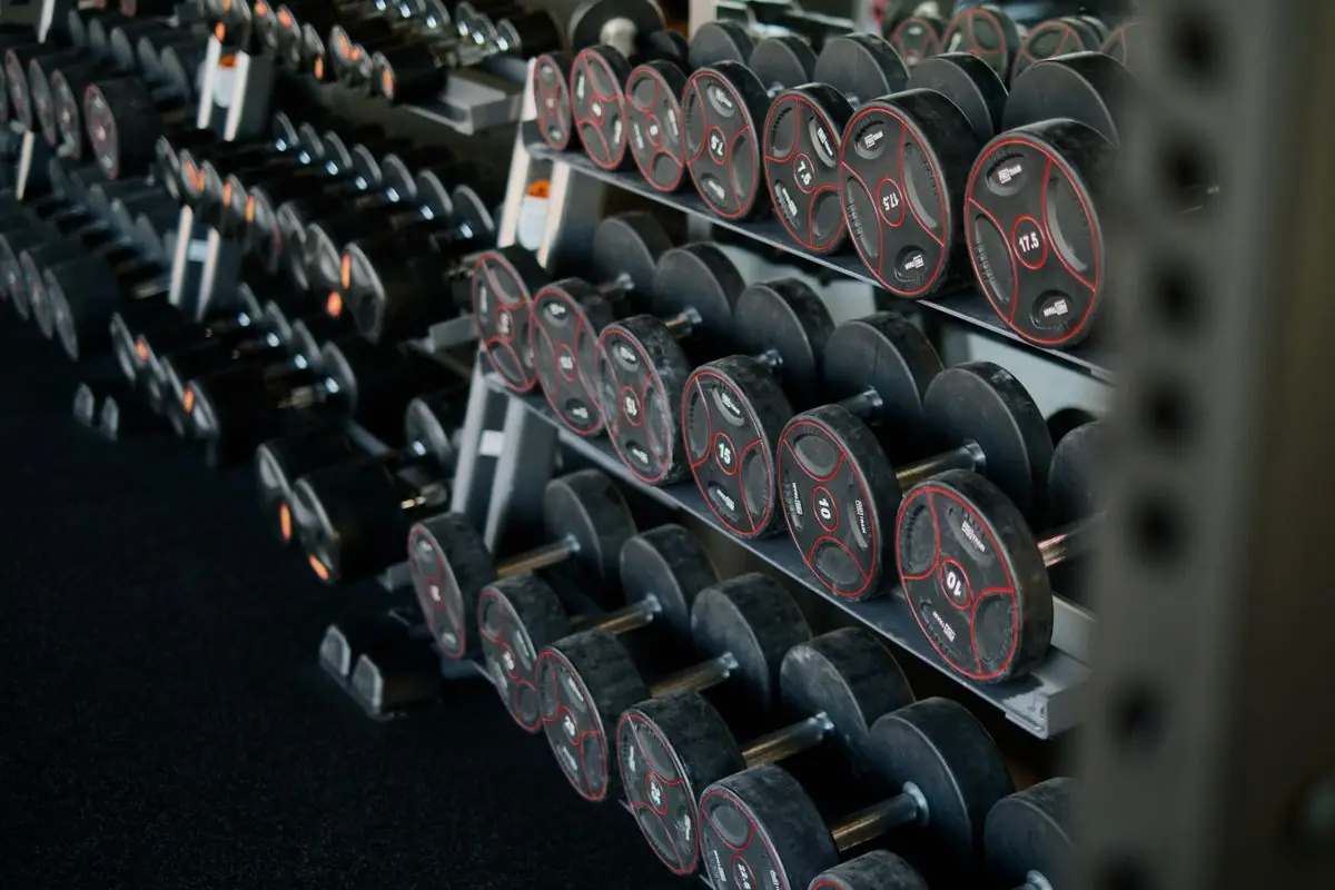 Black and red dumbbells