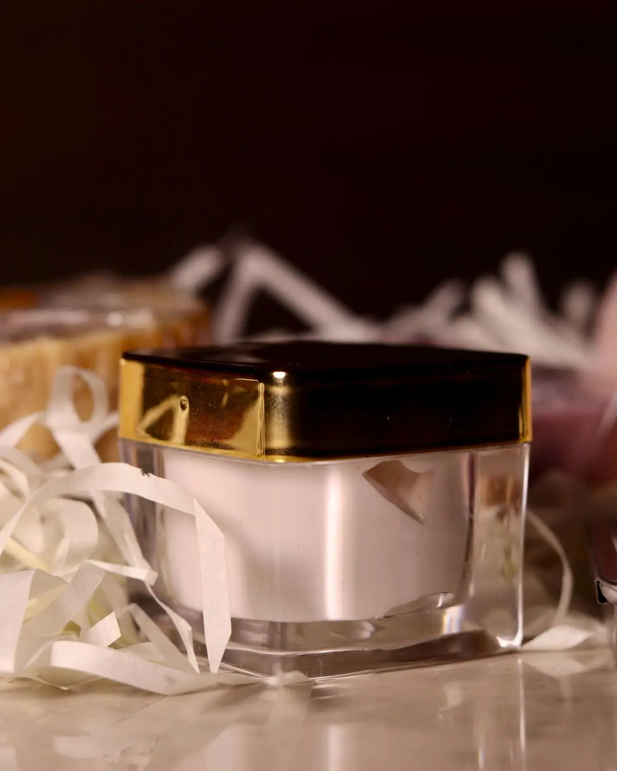 A luxury face moisturiser cream jar