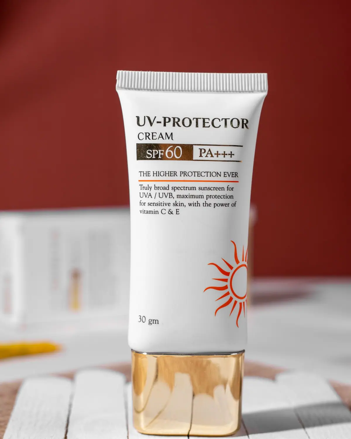 A luxury SPF sunscreen bottle