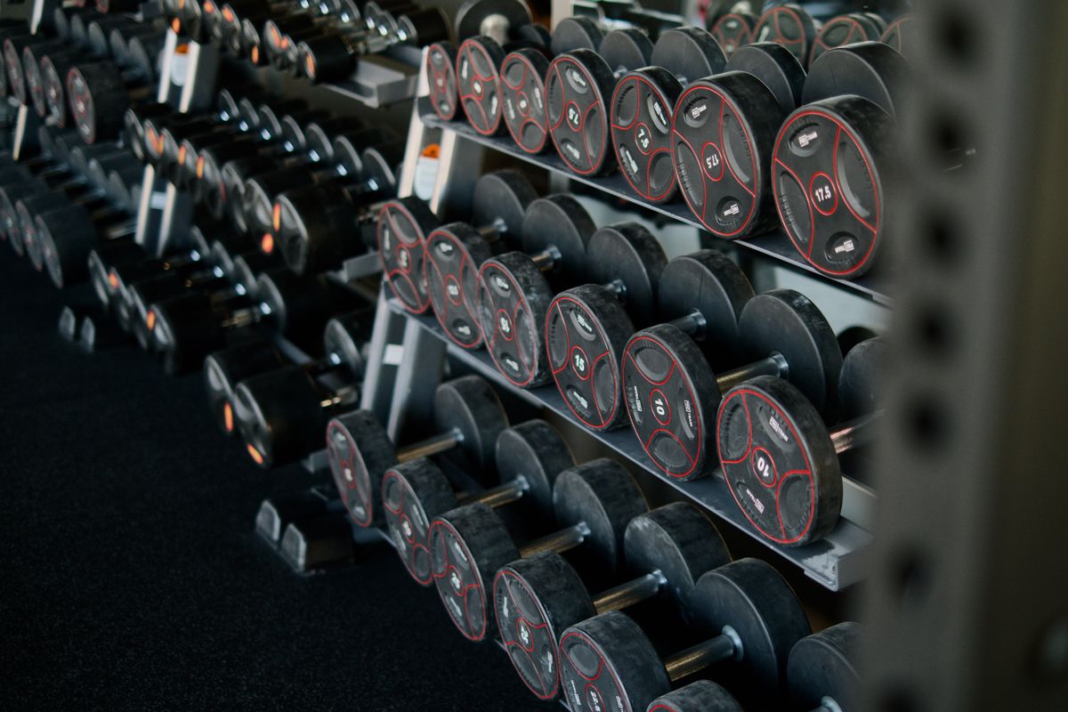 Black and red dumbbells