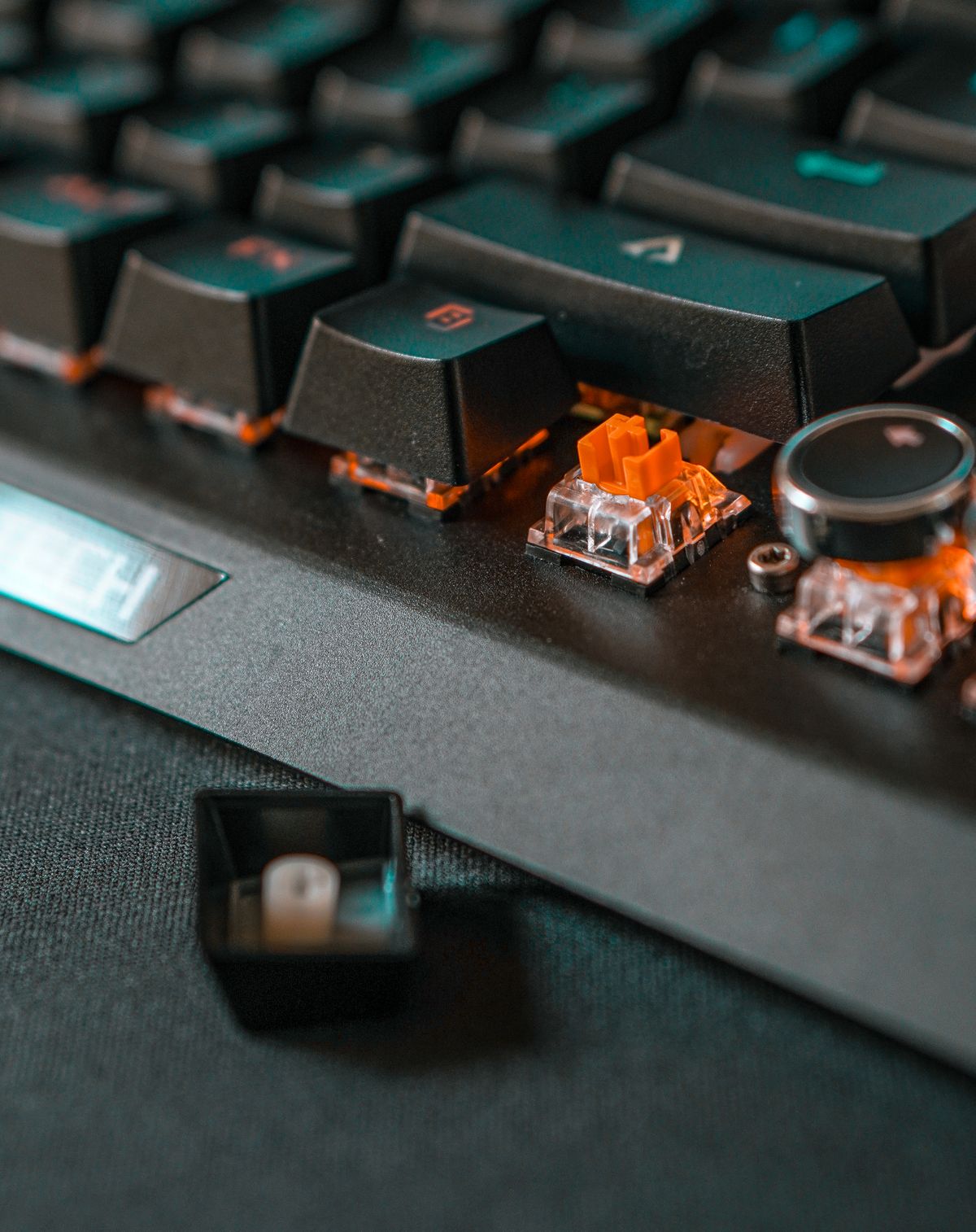 A close-up of a mechanical keyboard